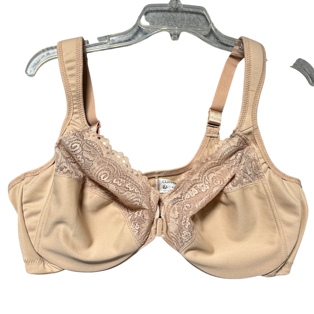 Glamorise 1245 WonderWire Front Close Lace Bra Nude Beige 42C